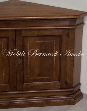 Mobile ad angolo in legno di noce massiccio arte povera 2 ante