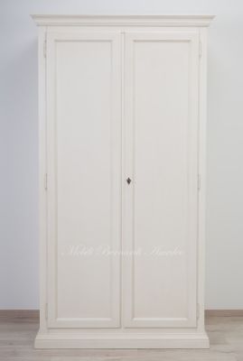Armadio guardaroba classico a 2 ante finitura bianco anticato in legno massello