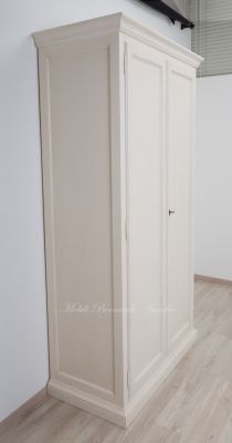 Armadio guardaroba classico a 2 ante finitura bianco anticato in legno massello