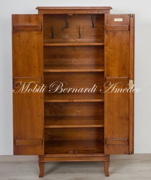 Shoe rack pantry cabinet in solid walnut wood with 2 doors, height 160 cm