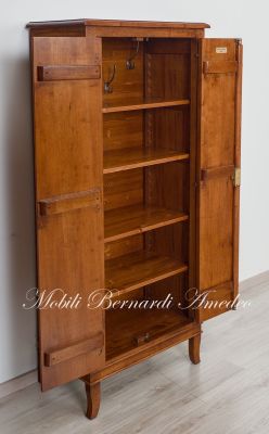 Shoe rack pantry cabinet in solid walnut wood with 2 doors, height 160 cm