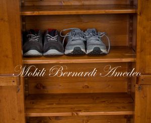 Shoe rack pantry cabinet in solid walnut wood with 2 doors, height 160 cm