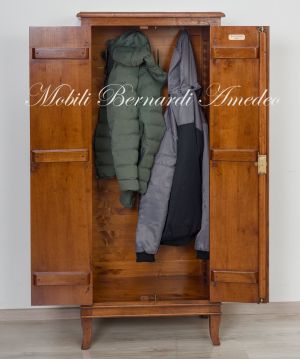 Shoe rack pantry cabinet in solid walnut wood with 2 doors, height 160 cm