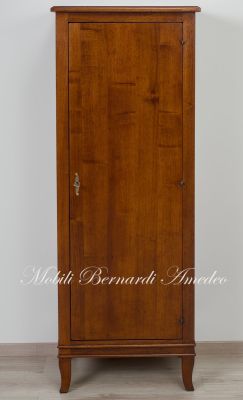 Shoe cabinet in solid walnut wood with 1 door, height 160 cm