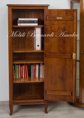 Classic style solid walnut bookcase cabinet with 1 door and movable shelves