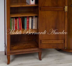 Classic style solid walnut bookcase cabinet with 1 door and movable shelves