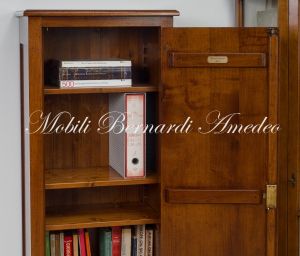 Classic style solid walnut bookcase cabinet with 1 door and movable shelves