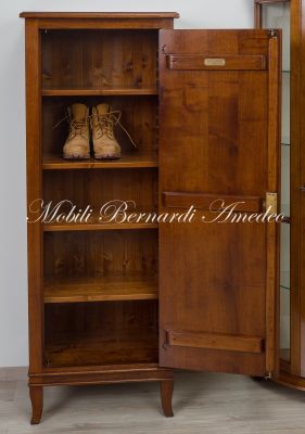 Classic style solid walnut shoe cabinet with 1 door and movable shelves