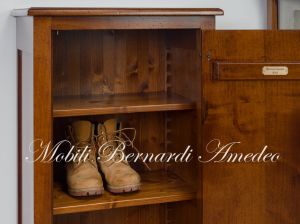 Classic style solid walnut shoe cabinet with 1 door and movable shelves