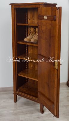 Classic style solid walnut shoe cabinet with 1 door and movable shelves