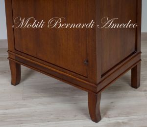 Shoe cabinet in solid walnut wood with 1 door, height 160 cm