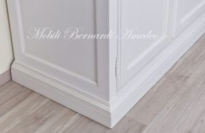 Armadio classico in legno massello da 3 metri 5 ante con cassettiera finitura colore bianco anticato