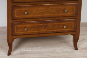 Cassettiera in legno massiccio stile classico asolano veneto con intarsio nei cassetti e nel piano