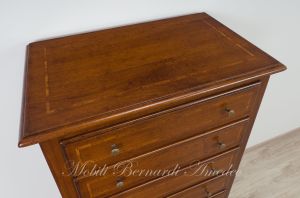 Cassettiera in legno massiccio stile classico asolano veneto con intarsio nei cassetti e nel piano