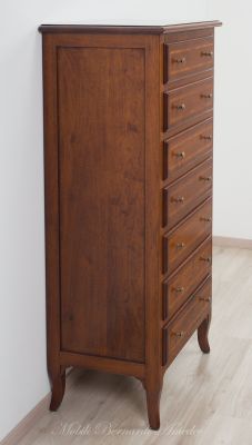 Cassettiera in legno massiccio stile classico asolano veneto con intarsio nei cassetti e nel piano