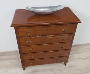 Cassettiera stile classico veneto con 5 cassetti realizzata in legno massello di noce