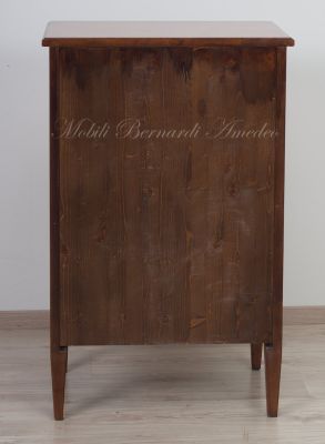 Cassettiera cinquino in legno massello di noce con intarsio stile classico