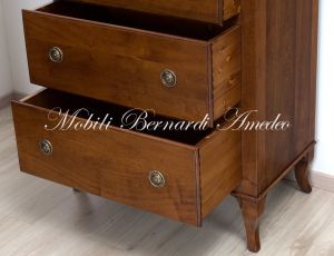 Cassettiera per camera da letto in legno massello di noce stile classico con 4 cassetti grandi