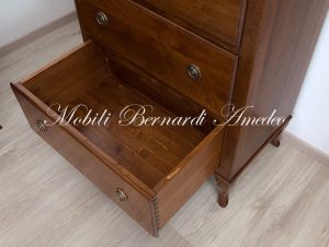 Cassettiera per camera da letto in legno massello di noce stile classico con 4 cassetti grandi