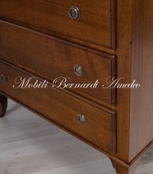 Cassettiera settimanale in legno massello di noce ispirato allo stile classico Luigi Filippo