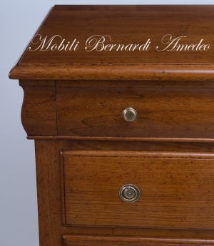 Cassettiera settimanale in legno massello di noce ispirato allo stile classico Luigi Filippo