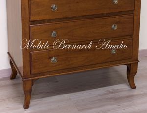 Cassettiera settimanale in legno massello di noce ispirato allo stile classico Luigi Filippo