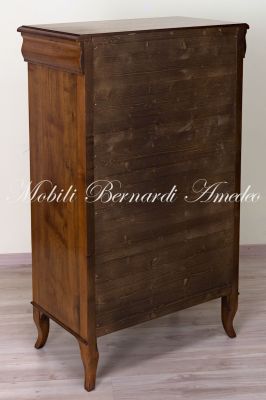 Cassettiera settimanale in legno massello di noce ispirato allo stile classico Luigi Filippo