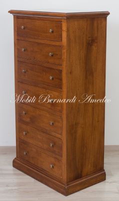 Cassettiera settimanale in legno massello di noce arte povera 7 cassetti