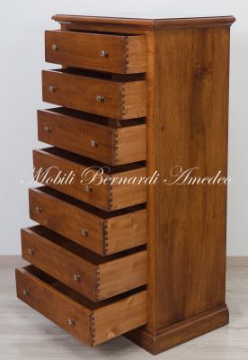 Cassettiera settimanale in legno massello di noce arte povera 7 cassetti
