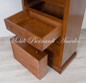 Cassettiera settimanale in legno massello di noce arte povera 7 cassetti