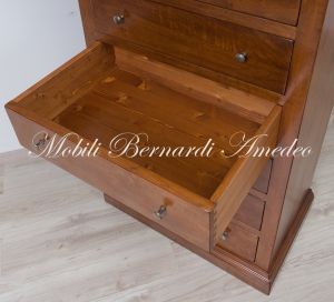 Cassettiera settimanale in legno massello di noce arte povera 7 cassetti