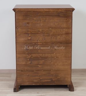 Cassettiera arte povera tutta in legno massello di noce con schienale in abete