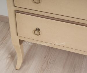 Classic style chest of drawers made of solid wood with beige and brown antique lacquered finish