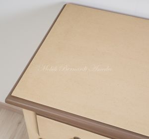 Classic style chest of drawers made of solid wood with beige and brown antique lacquered finish
