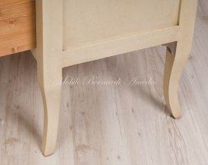 Classic style chest of drawers made of solid wood with beige and brown antique lacquered finish