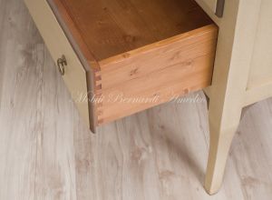 Classic style chest of drawers made of solid wood with beige and brown antique lacquered finish