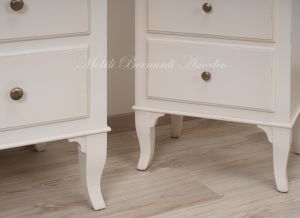 Classic Louis Philippe style chest of drawers and bedside tables with antique cream white finish