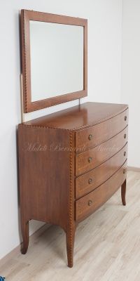 Cassettone Specchiera Stile Classico Panciuto Noce Massiccio 03