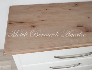Cassettone doppio in legno massello con 6 cassetti colore bianco e legno chiaro