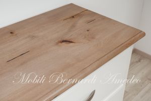 Cassettone doppio in legno massello con 6 cassetti colore bianco e legno chiaro
