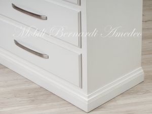 Cassettone doppio in legno massello con 6 cassetti colore bianco e legno chiaro