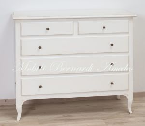 Classic style chest of drawers handcrafted in solid wood and lacquered in antique white