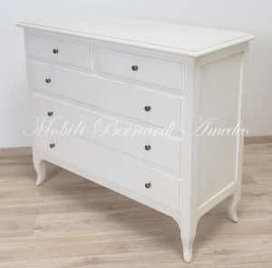 Classic style chest of drawers handcrafted in solid wood and lacquered in antique white