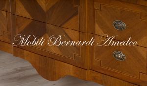 Chest of drawers handcrafted in solid wood richly inlaid with walnut and other essences