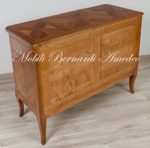 Chest of drawers handcrafted in solid wood richly inlaid with walnut and other essences