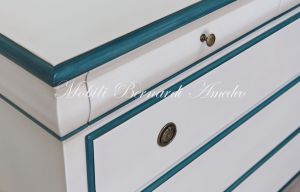 Classic style solid wood chest of drawers, Italian artisan production with colored and personalized finish
