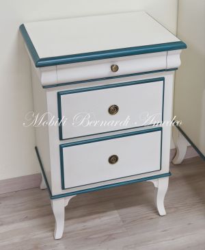 Classic bedroom bedside table with colored finish handcrafted in Italy
