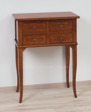 Entrance or corridor console chest of drawers made of solid walnut wood in a contemporary classic style