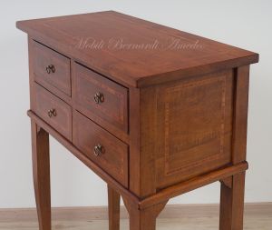 Entrance or corridor console chest of drawers made of solid walnut wood in a contemporary classic style