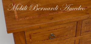 Classic style console chest of drawers made of solid wood with inlay